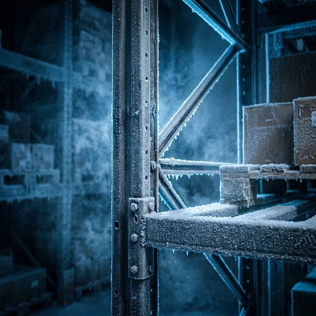Severe sub-zero cold chain warehouse storage at -25°C optimized for SIGAN anti-frosting RFID telemetry.
