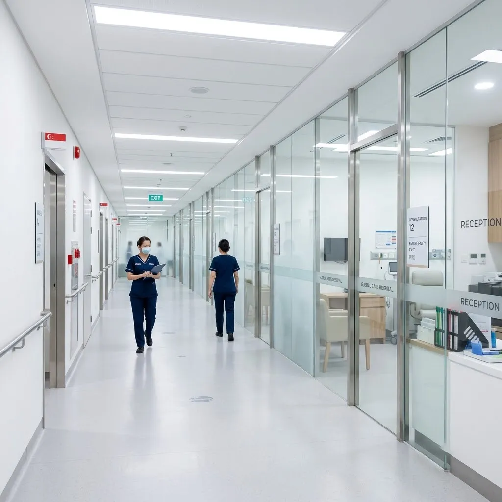 Sterile private hospital ward environment for SIGAN medical-grade barcode scanner and nursing PDA deployment.